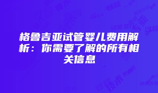 格鲁吉亚试管婴儿费用解析：你需要了解的所有相关信息