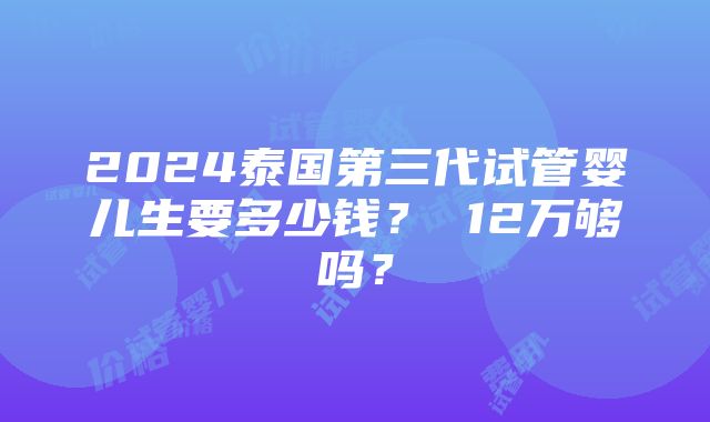 2024泰国第三代试管婴儿生要多少钱？ 12万够吗？