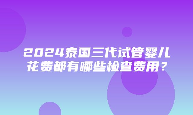 2024泰国三代试管婴儿花费都有哪些检查费用？