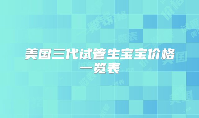 美国三代试管生宝宝价格一览表