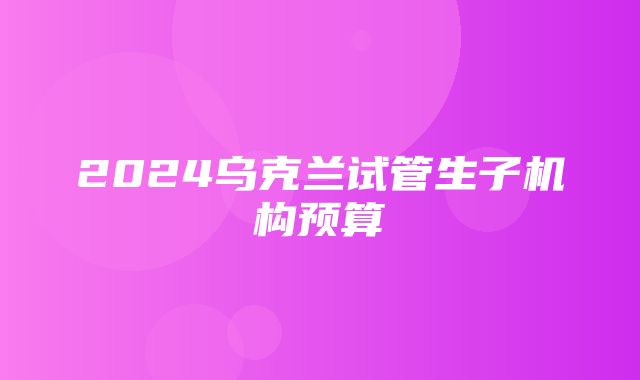 2024乌克兰试管生子机构预算