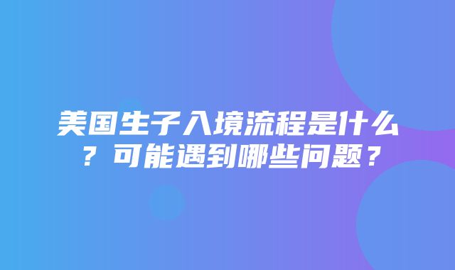 美国生子入境流程是什么？可能遇到哪些问题？