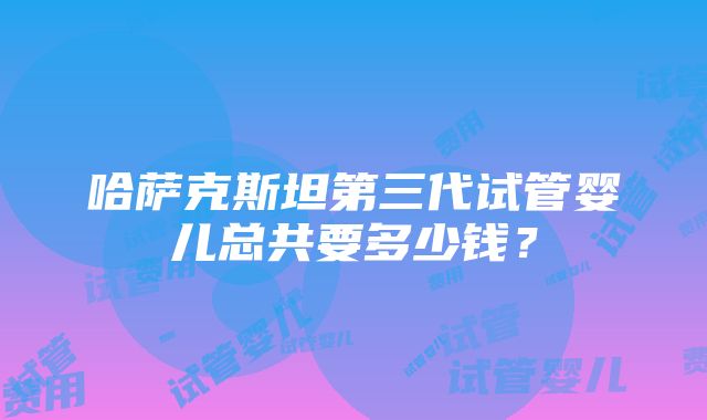 哈萨克斯坦第三代试管婴儿总共要多少钱？