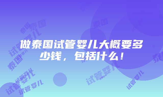 做泰国试管婴儿大概要多少钱，包括什么！