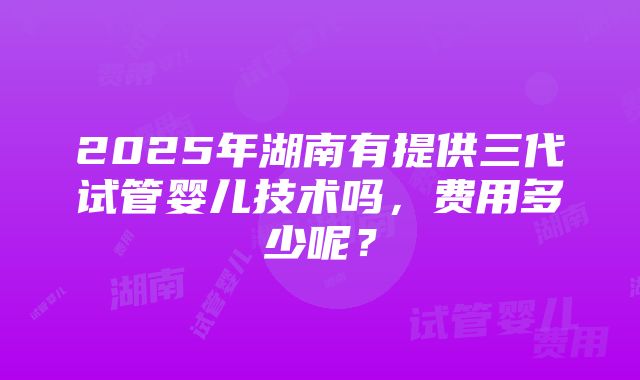 2025年湖南有提供三代试管婴儿技术吗，费用多少呢？