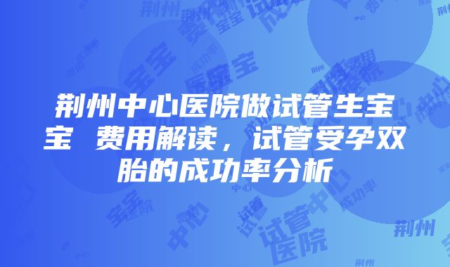 荆州中心医院做试管生宝宝 费用解读，试管受孕双胎的成功率分析