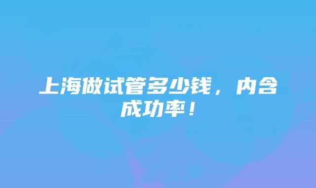 上海做试管多少钱，内含成功率！