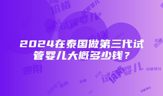 2024在泰国做第三代试管婴儿大概多少钱？