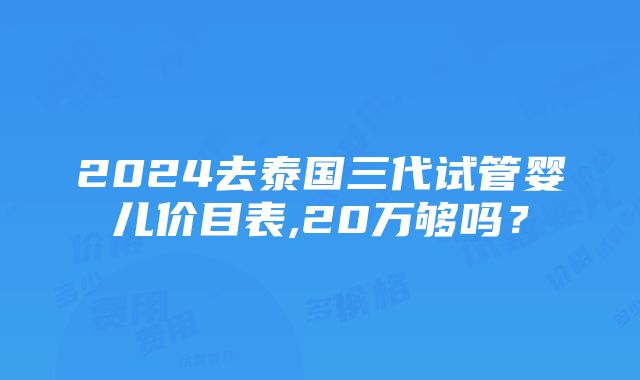 2024去泰国三代试管婴儿价目表,20万够吗？