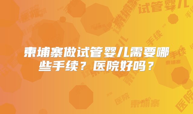 柬埔寨做试管婴儿需要哪些手续？医院好吗？