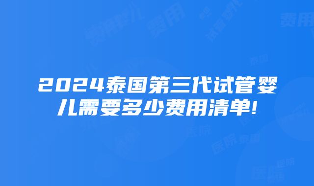 2024泰国第三代试管婴儿需要多少费用清单!