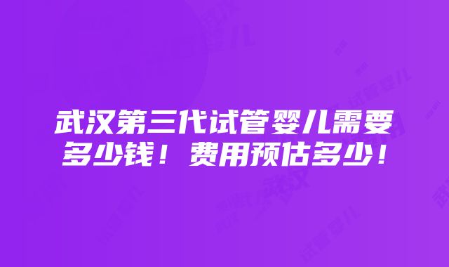 武汉第三代试管婴儿需要多少钱！费用预估多少！