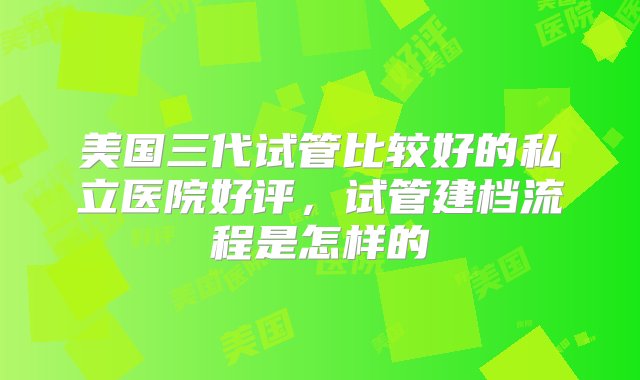 美国三代试管比较好的私立医院好评，试管建档流程是怎样的