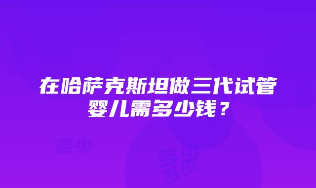 在哈萨克斯坦做三代试管婴儿需多少钱？