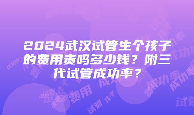 2024武汉试管生个孩子的费用贵吗多少钱？附三代试管成功率？