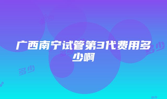 广西南宁试管第3代费用多少啊