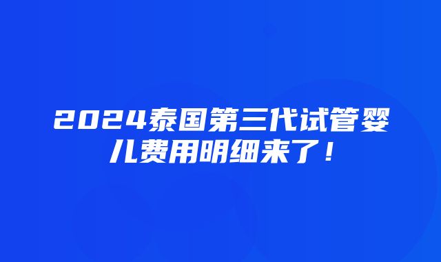 2024泰国第三代试管婴儿费用明细来了！