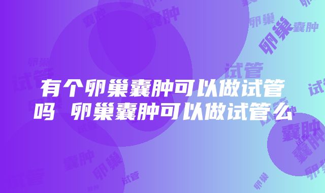 有个卵巢囊肿可以做试管吗 卵巢囊肿可以做试管么