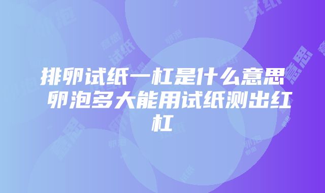 排卵试纸一杠是什么意思 卵泡多大能用试纸测出红杠