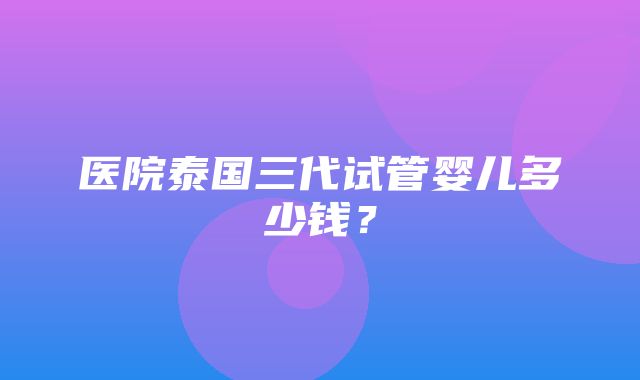 医院泰国三代试管婴儿多少钱？