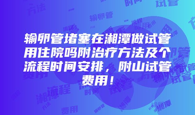 输卵管堵塞在湘潭做试管用住院吗附治疗方法及个流程时间安排，附山试管费用！