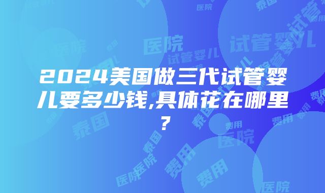 2024美国做三代试管婴儿要多少钱,具体花在哪里？