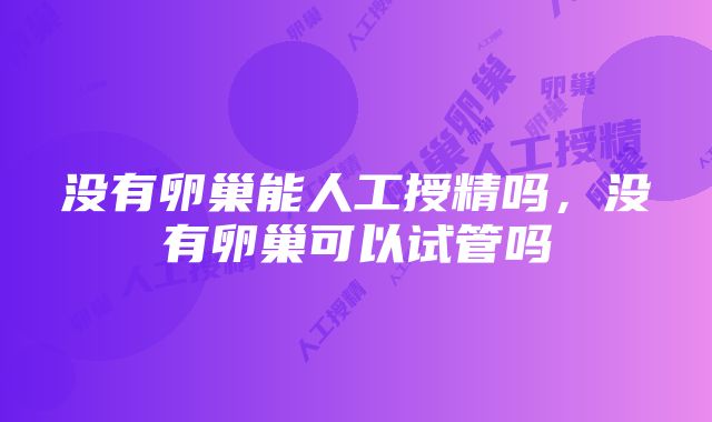 没有卵巢能人工授精吗，没有卵巢可以试管吗