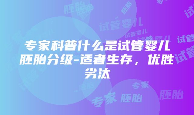 专家科普什么是试管婴儿胚胎分级-适者生存，优胜劣汰