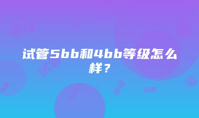 试管5bb和4bb等级怎么样？