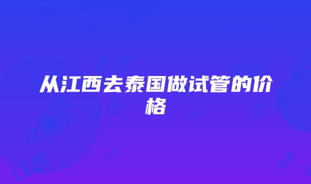 从江西去泰国做试管的价格