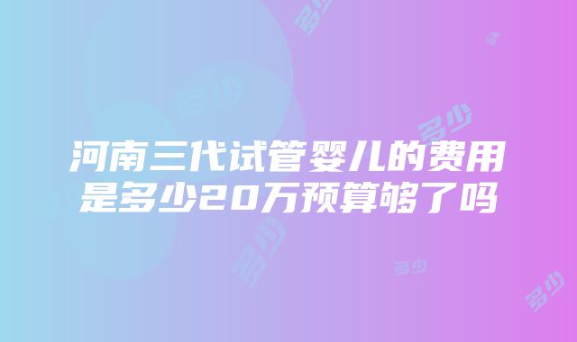 河南三代试管婴儿的费用是多少20万预算够了吗