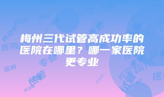 梅州三代试管高成功率的医院在哪里？哪一家医院更专业