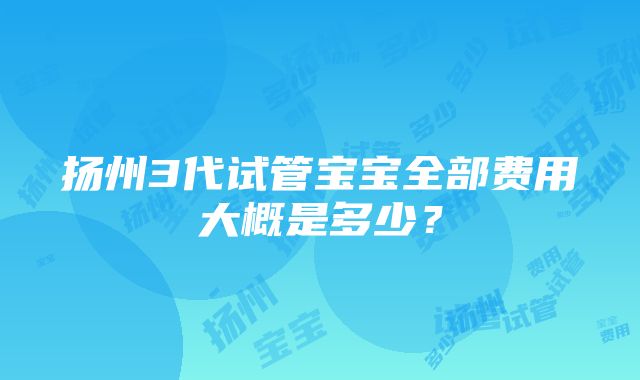 扬州3代试管宝宝全部费用大概是多少？