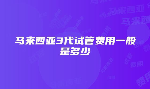 马来西亚3代试管费用一般是多少