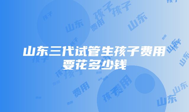 山东三代试管生孩子费用要花多少钱