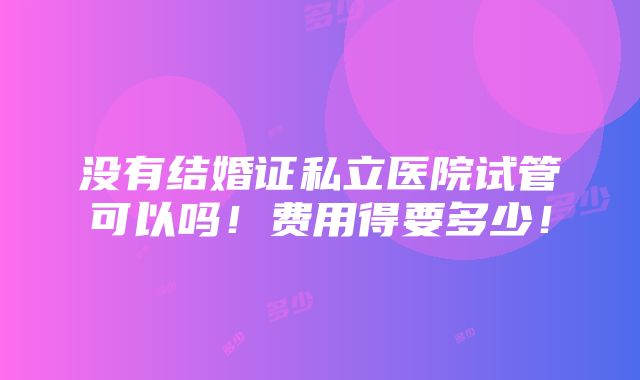 没有结婚证私立医院试管可以吗！费用得要多少！