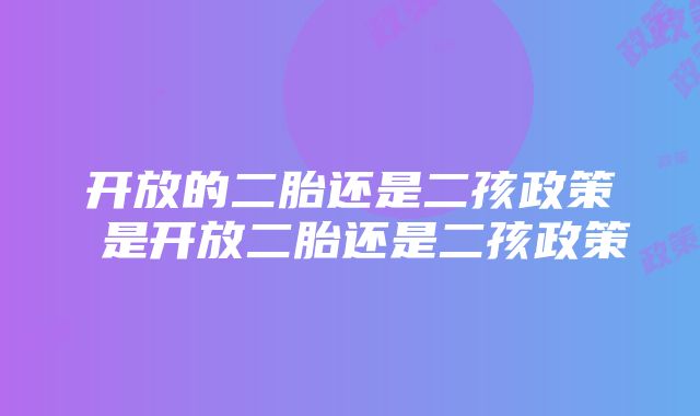 开放的二胎还是二孩政策 是开放二胎还是二孩政策