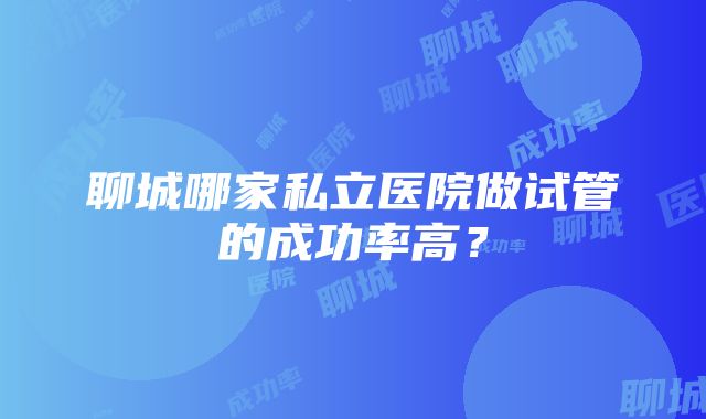 聊城哪家私立医院做试管的成功率高？