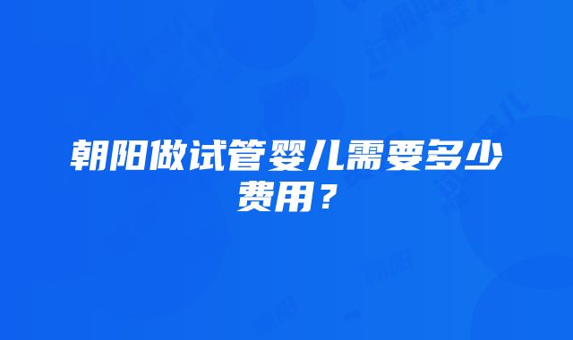 朝阳做试管婴儿需要多少费用？