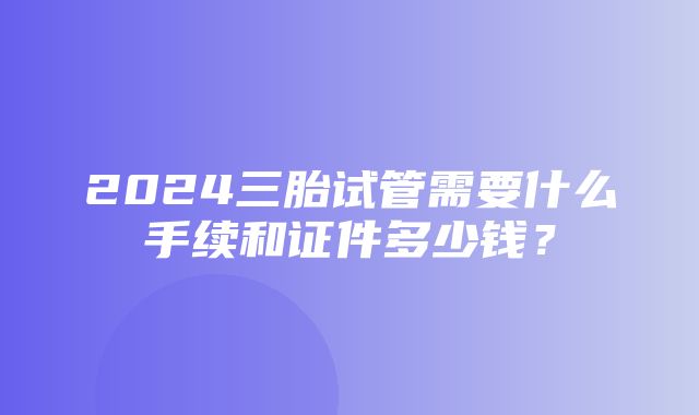 2024三胎试管需要什么手续和证件多少钱？