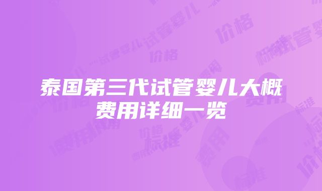 泰国第三代试管婴儿大概费用详细一览