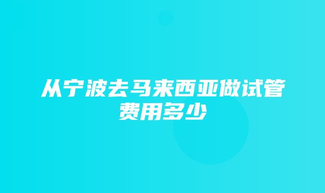 从宁波去马来西亚做试管费用多少