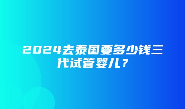 2024去泰国要多少钱三代试管婴儿？