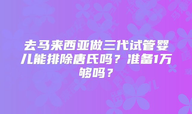 去马来西亚做三代试管婴儿能排除唐氏吗？准备1万够吗？