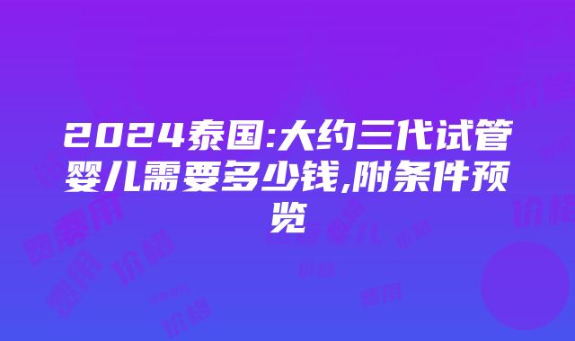 2024泰国:大约三代试管婴儿需要多少钱,附条件预览