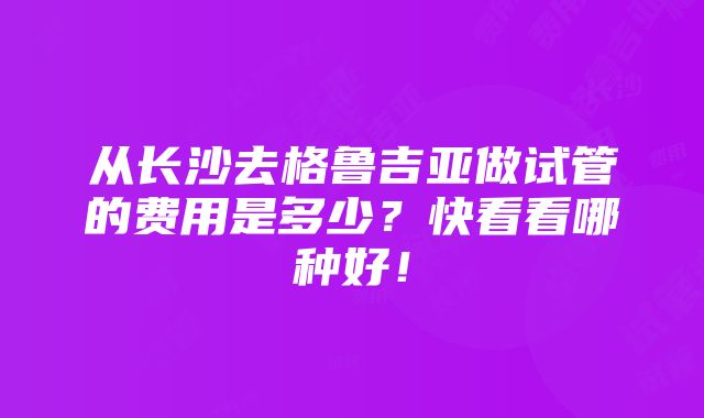 从长沙去格鲁吉亚做试管的费用是多少？快看看哪种好！