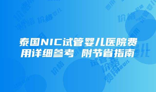 泰国NIC试管婴儿医院费用详细参考 附节省指南