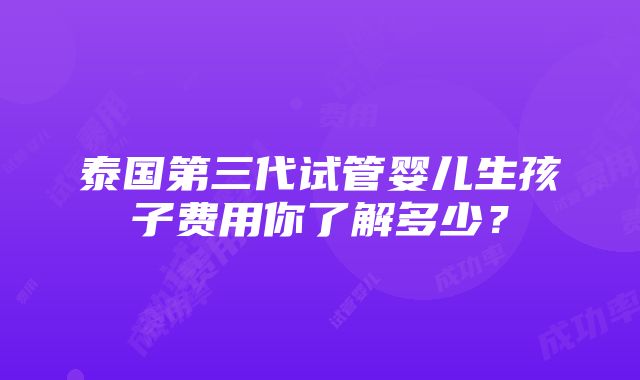 泰国第三代试管婴儿生孩子费用你了解多少？