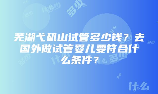 芜湖弋矶山试管多少钱？去国外做试管婴儿要符合什么条件？