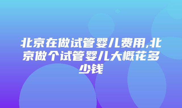 北京在做试管婴儿费用,北京做个试管婴儿大概花多少钱